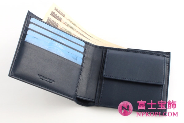 ボッテガヴェネタ カーフレザー 二つ折財布 ネイビー 193642V46514130  【2011年春夏新作】